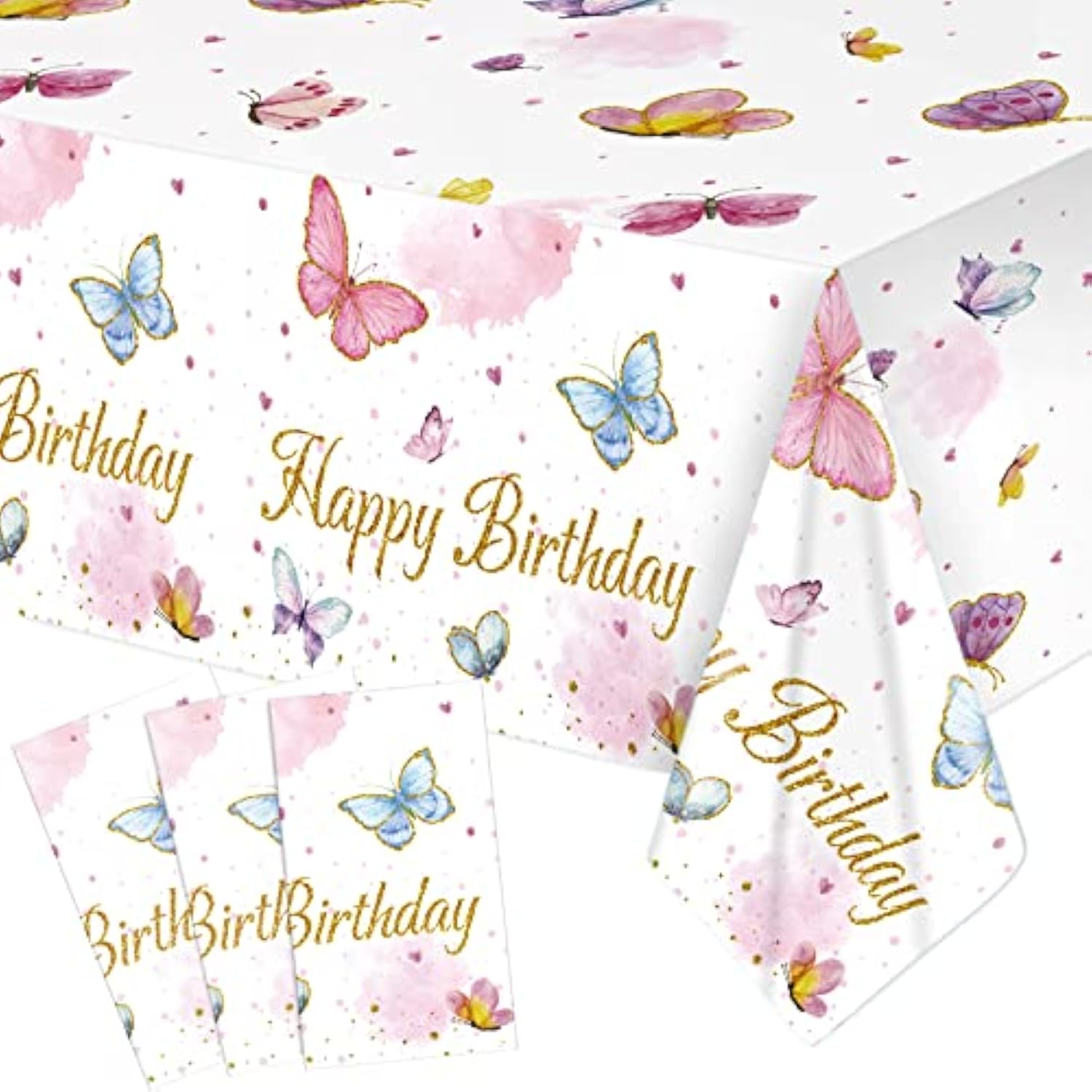 3 Pack Butterfly Tablecloth Birthday Party Decorations Plastic Waterproof Table Covers Rectangular Disposable Decor 108 X 54 Inch For Spring Summer Baby Shower Floral Supplies Favors