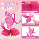 12 Pieces Breast Cancer Awareness Table Decoration Honeycomb
