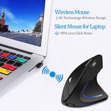 Ergonomic Wireless Mouse - Rechargeable 2.4G Optical Vertical Mice, 800 / 1200 /1600 Dpi, 5 Buttons For Laptop, Desktop, Pc, Macbook, Gray Black Ergonomic Mouse