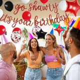 Red Go Sha Birthday Banner & Balloon Set with Confetti for Hip Hop Theme Party