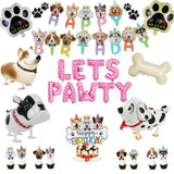 Lets Pa Dog Birthday Party Decorations Girl Boy, Pa Puppy Themed Happy Birthday Banner, Dog & Paw Print Balloons, Cake Toppers (Red)
