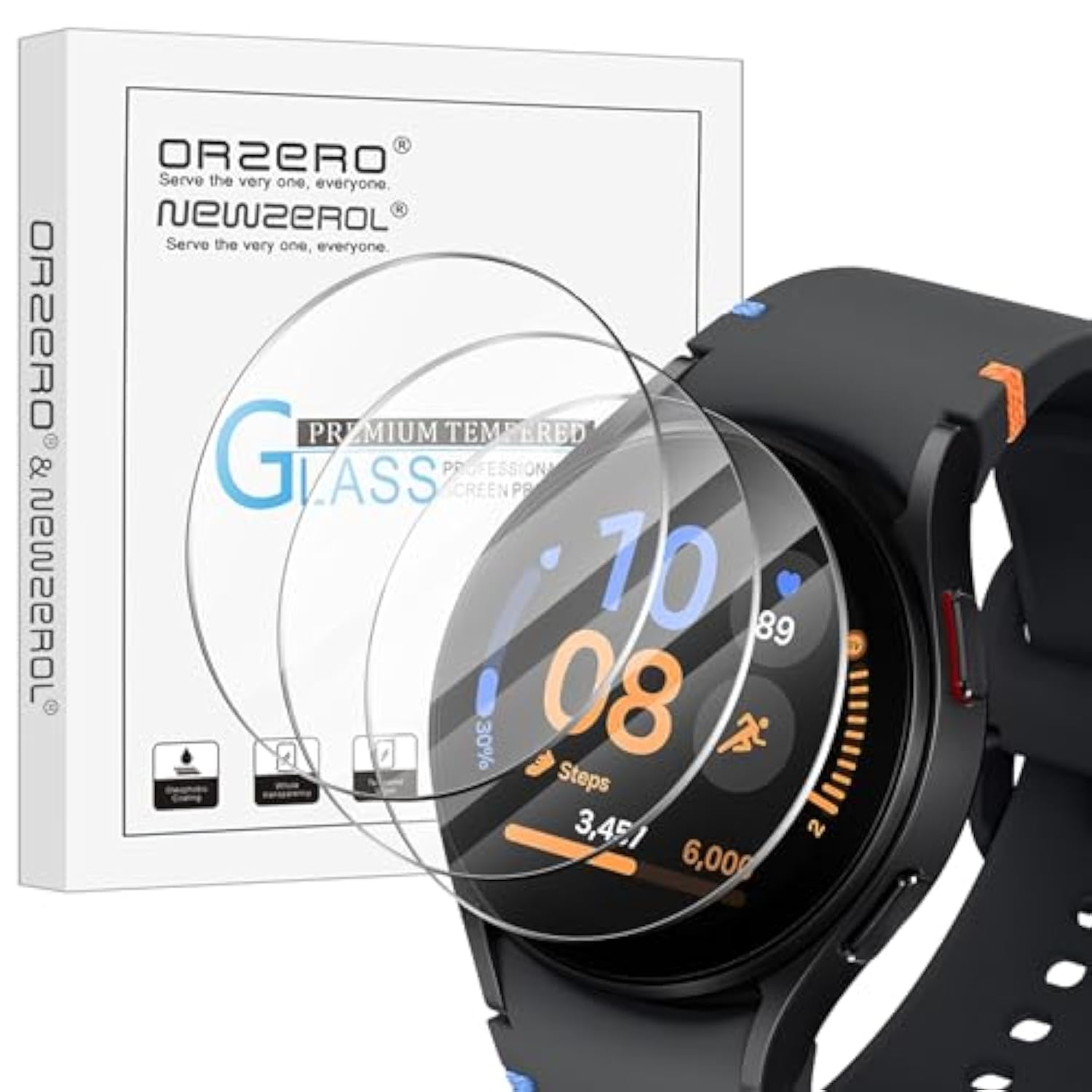 (3 Pack) Tempered Glass Watch Screen Protector For Samsung Galaxy Watch Fe, 2.5D Arc Edges 9 Hardness High Definition Anti-Scratch Bubble Free