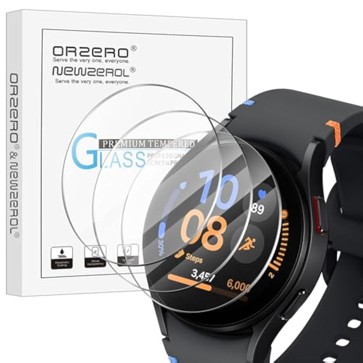 (3 Pack) Tempered Glass Watch Screen Protector For Samsung Galaxy Watch Fe, 2.5D Arc Edges 9 Hardness High Definition Anti-Scratch Bubble Free