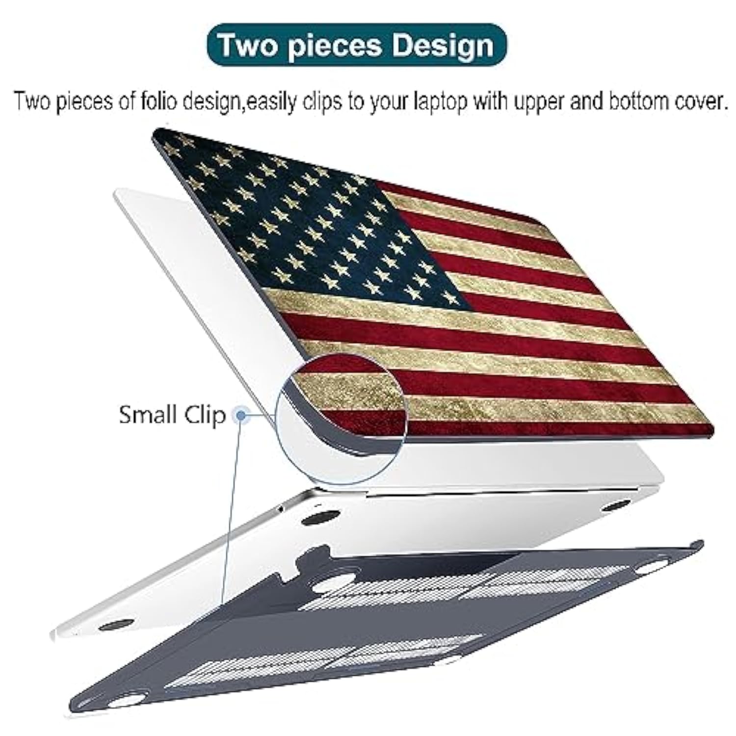 Compatible With Macbook Air 15 Inch Case 2023 2024 Release M3 A3114 A2941 M2 Chip Durable Plastic Shell Case With Keyboard Cover & Mac Os Keyboard Sticker (Usa Flag)