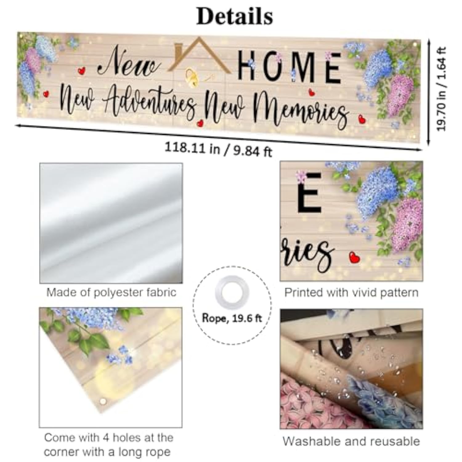 New Home New Adventures New Memories Banner, Large Housewarming Welcome Home Banner, Housewarming Party Decorations, New Resident Event 1St Home Party Outdoor Indoor Sign