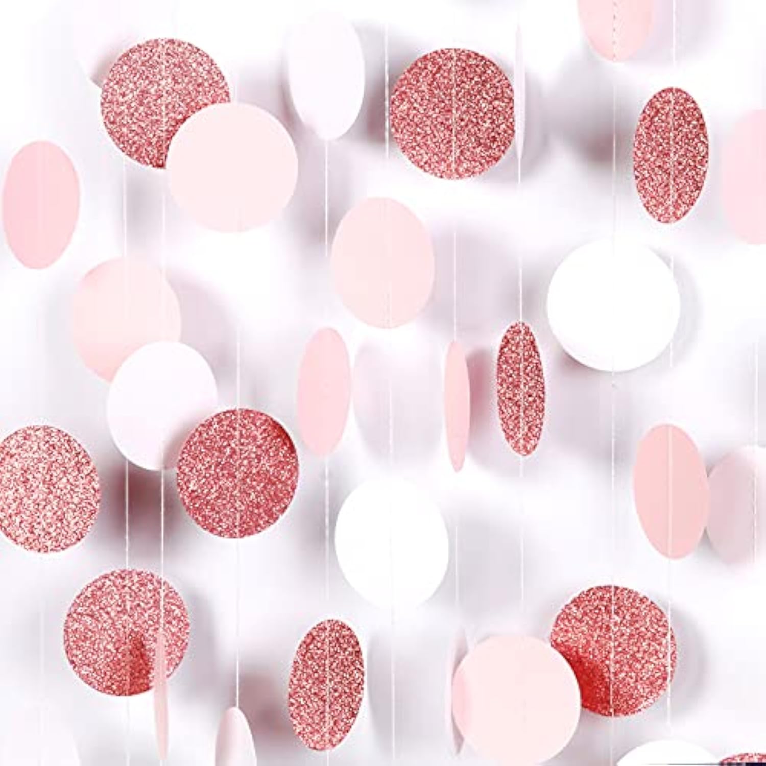 Rose-Gold Pink-White Party Decorations Paper-Garland - 52Ft Valentines Birthday Baby Bridal Shower Streamers Banner,Mothers Day Bachelorette Engagement Wedding Supplies Bunting