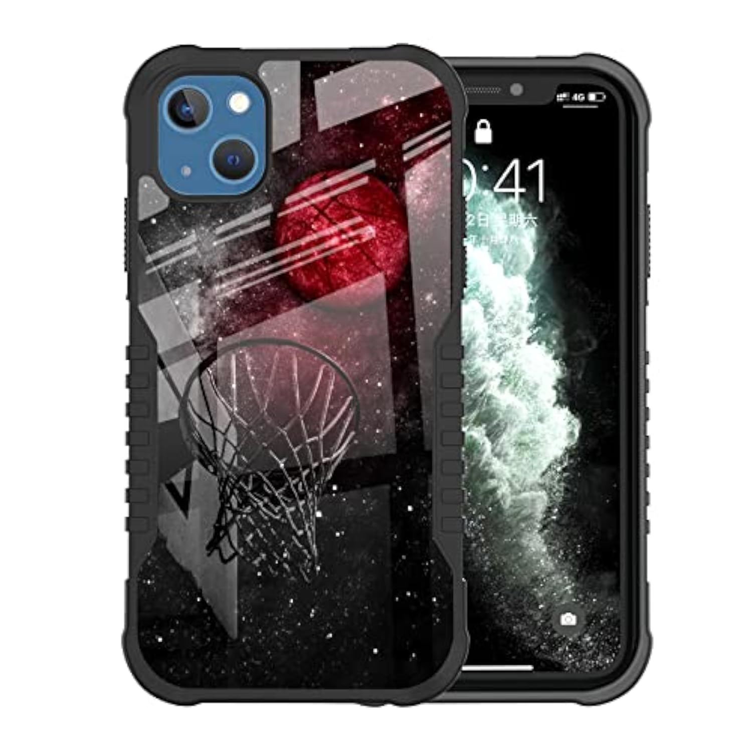 Compatible With Iphone 13/14 Case Cool Basketball Universe Starry Sky Design, Edge Protection Shock-Proof Anti-Scratch Hard Back And Tpu Frame Drop Proof Iphone 13/14 Case For Boys Men
