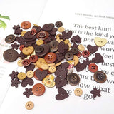 40G Assorted Shapes Coffee Colors Button Wooden Button Craft Sewing Bu