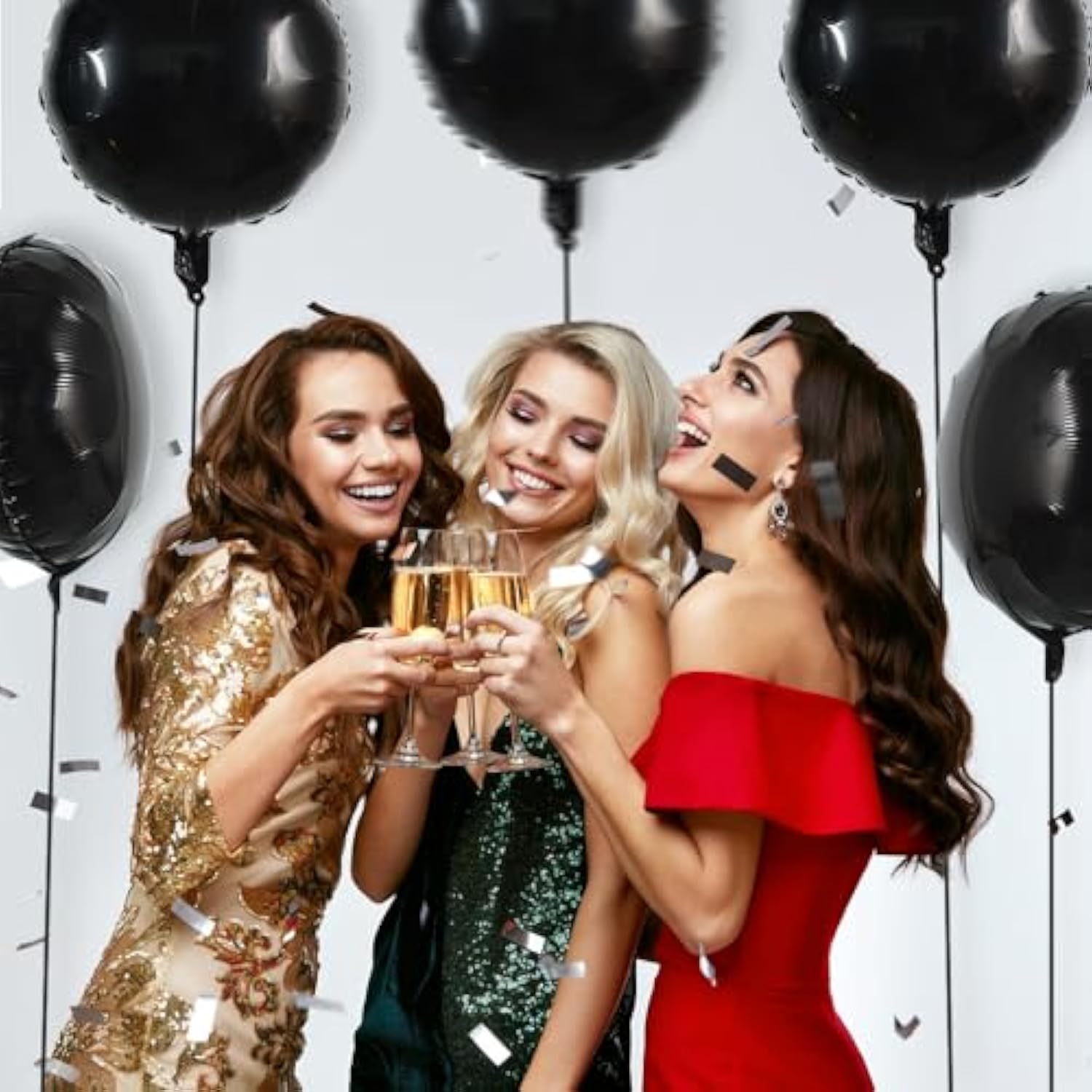 30pcs 18in Large Black Round Foil Balloons for Parties & Celebrations