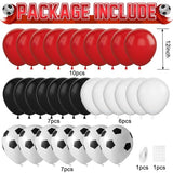 30 Pcs Red Black Soccer Balloons, 12 Inch Soccer Print Balloon Set
