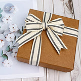 Natural Cotton Stripe Ribbon,1Inch X 10 Yard Spool,Natural/Black,Farmh