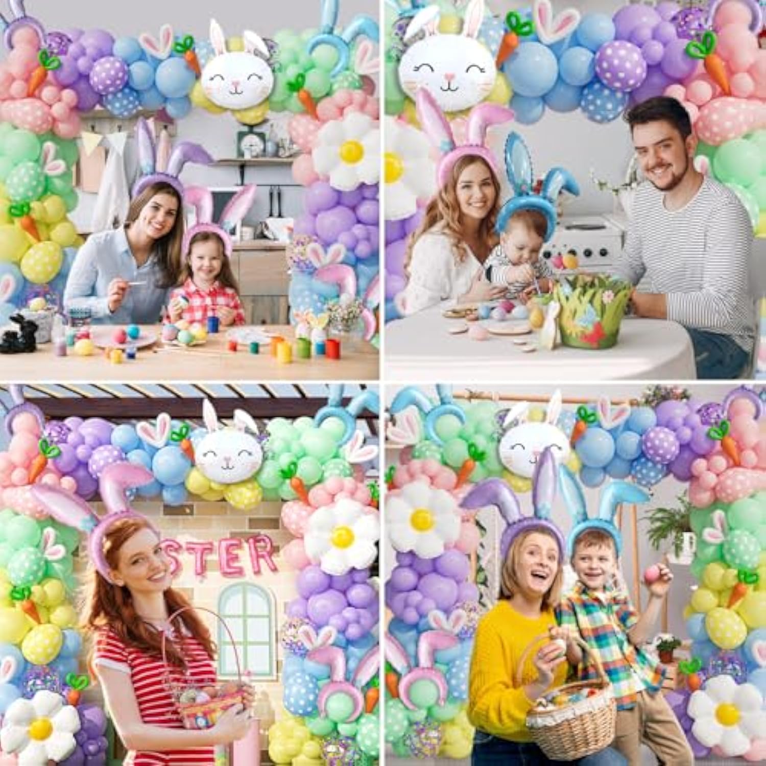 162Pcs Easter Balloon Arch Kit - Pastel Balloon Garland With Bunny, Ears, Daisy Foil, Printed Balloons For Baby Shower Party, Spring Birthday, Easter Decorations
