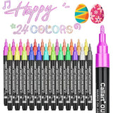 24 Colors Outline Shimmer Markers, Glitter Metallic Marker Pens, Stocking Stuffers For Teen Girls Boys Adults Christmas Gifts Trendy Stuff, Cool Fun Craft Drawing Arts Supplies Set