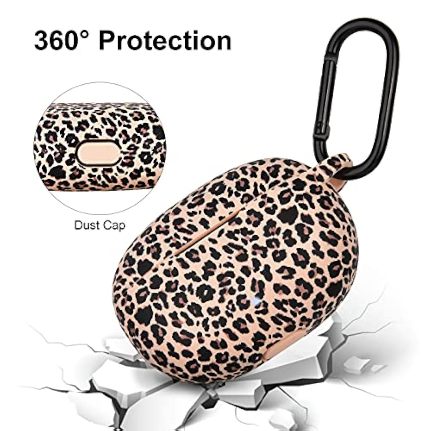 Beats Studio Buds/Beats Studio Buds Plus Silicone Case Cover with Keychain - Khaki/Leopard Floral Print