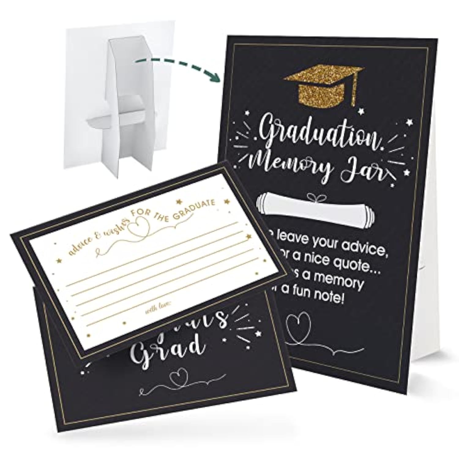 Graduation Memory Jar Cards For The Graduate (1+50 Pack), Graduation Decorations 2026, Grad Party Favors, Grad Party Supplies For High School Senior School College (09)