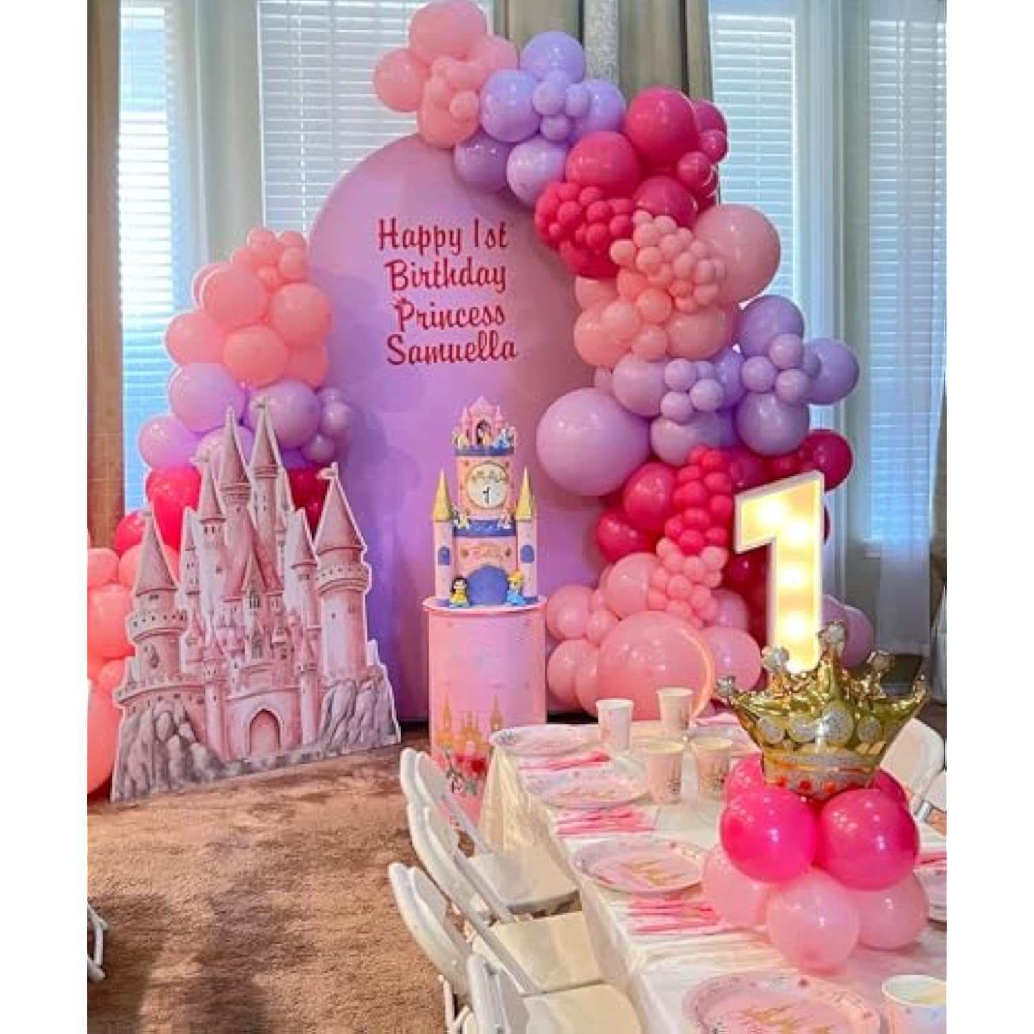 182Pcs Pink And Purple Balloon Garland Arch Kit - Butterfly Baby Shower Decorations Lavender Purple Dusty Pink Balloons For Women Birthday Bridal Shower Wedding Singer Party Decoration Supplies