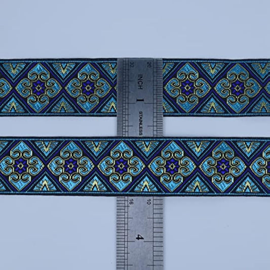 Boho Jacquard Ribbon 5 Yards Green Embroidery Jacquard Trim For Sewing