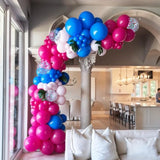 Pink And Blue Balloons, 12 Inch Royal Blue Hot Pink Confetti Balloons For Kids Girl Cartoon Birthday Pool Party Graduation Baby Shower Gender Reveal Supplies