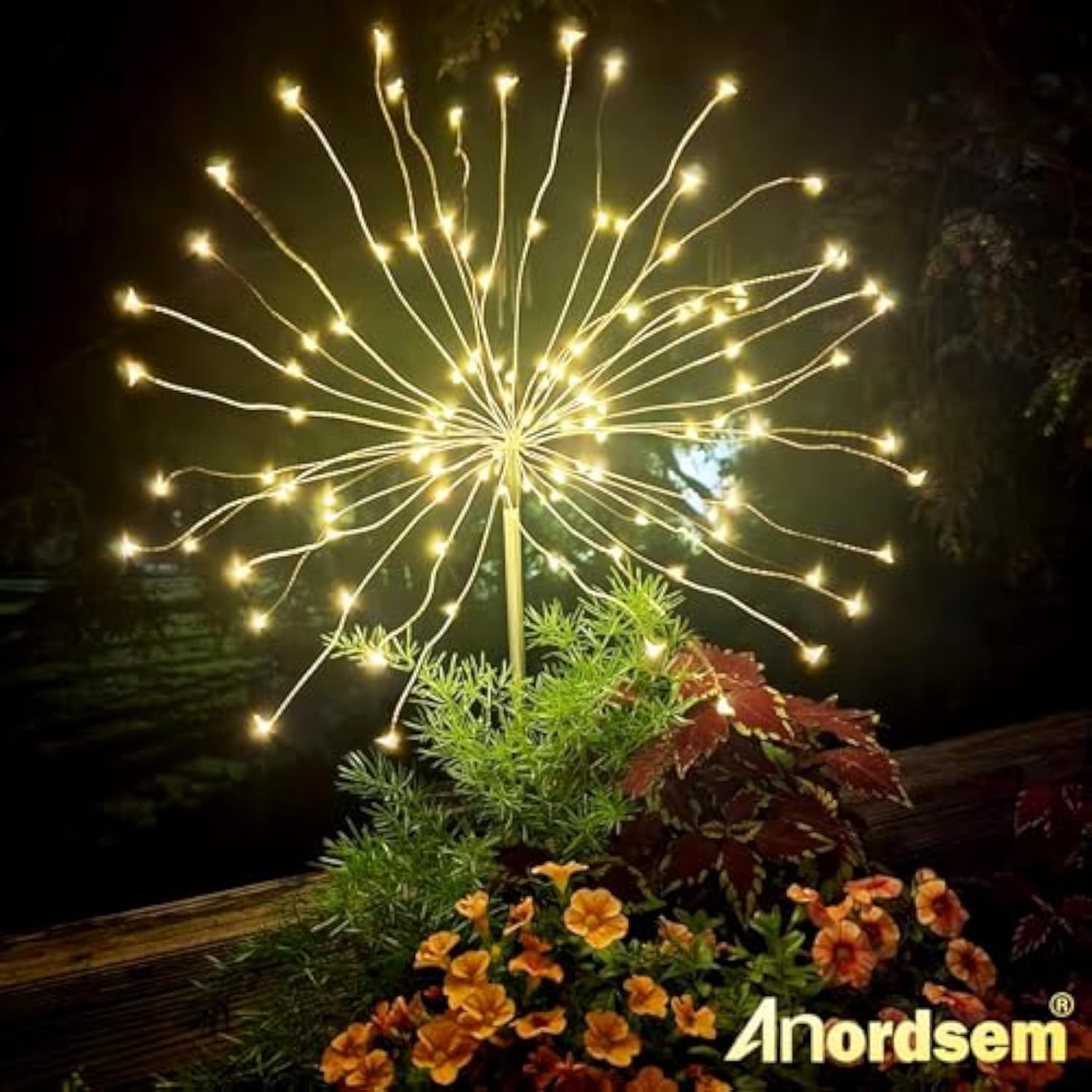 Solar Lights Outdoor Decorative: Bendable Copper Wire With 120 Led Firework Beads - Waterproof Diy Warm Fun Decorating Yard Garden Patio - Christmas Gifts For Homeowner Over 30