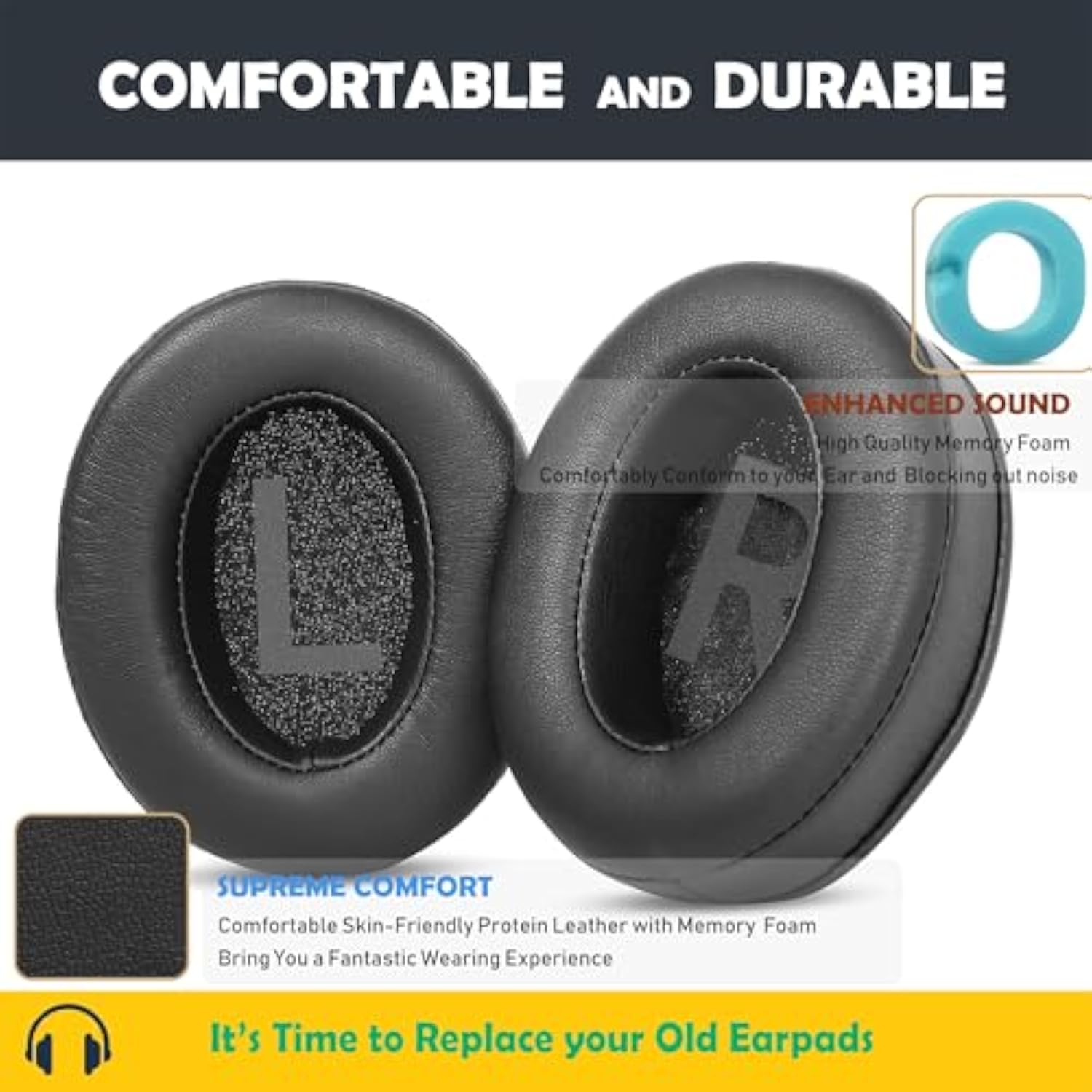 Replacement Earpads Cushion Compatible With Utaxo Ut-Bh001 Over-Ear Headphone Ear Pads With Softer Protein Leather/Memory Foam