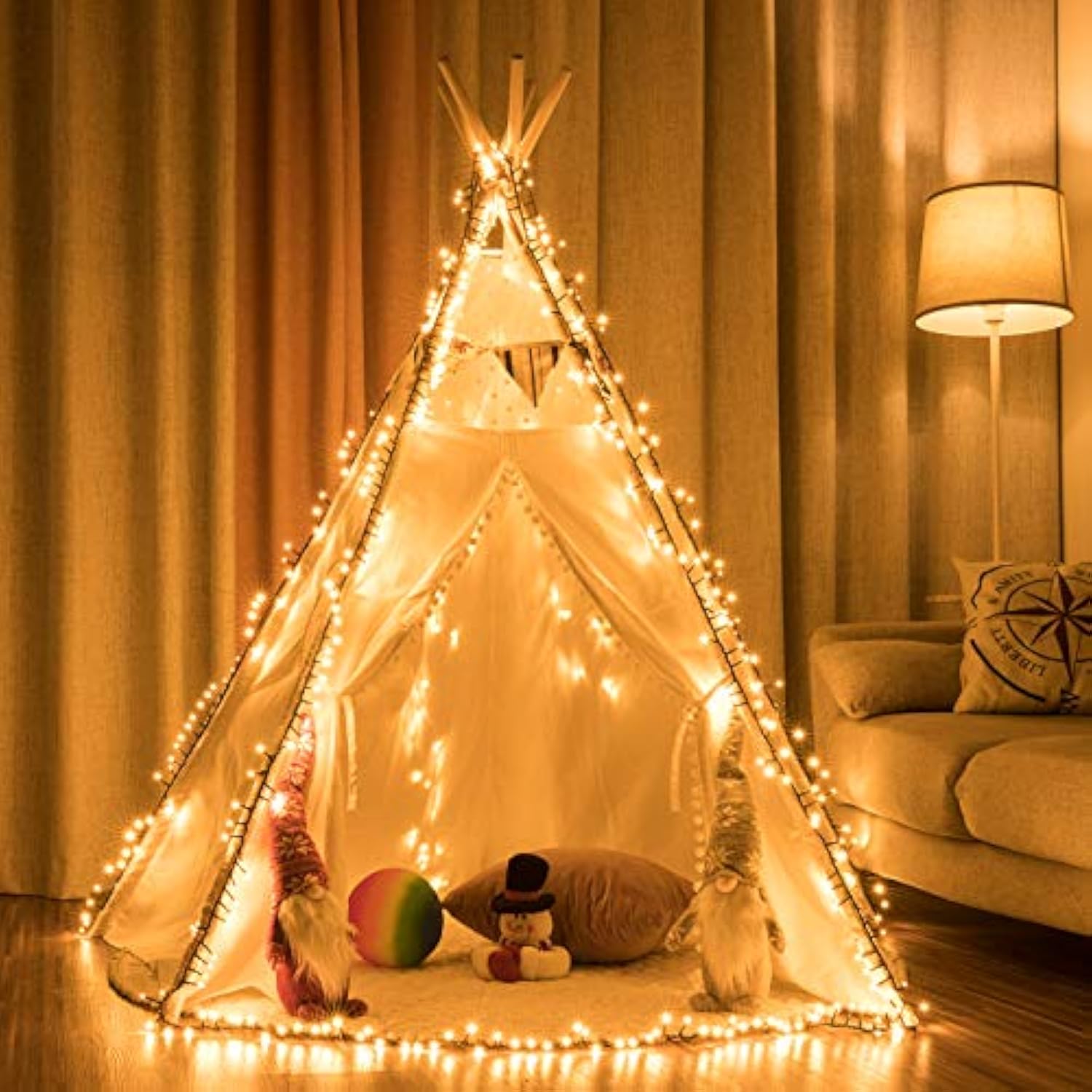 500 Led 49Ft Christmas Cluster Lights String Lights Decoration For Home Garden Wedding Party Xmas Tree Bedroom Indoor Outdoor Decor (Warm White)