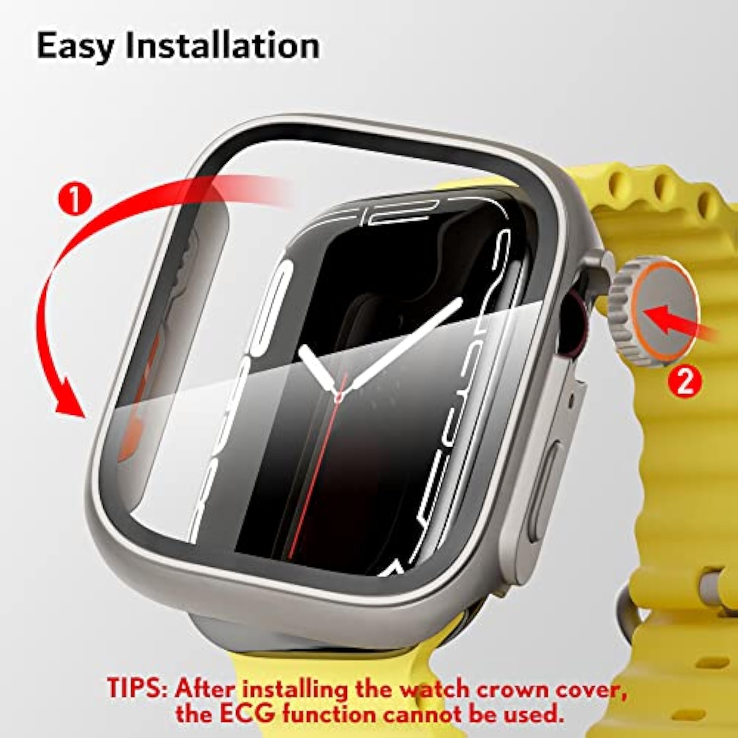 Compatible For Watch Series 7/8/9 45Mm Hard Case With Tempered Glass Screen Protector, Unique Design Hard Pc Cover, Bumper Full Coverage Accessories For Iwatch 7/8 45Mm
