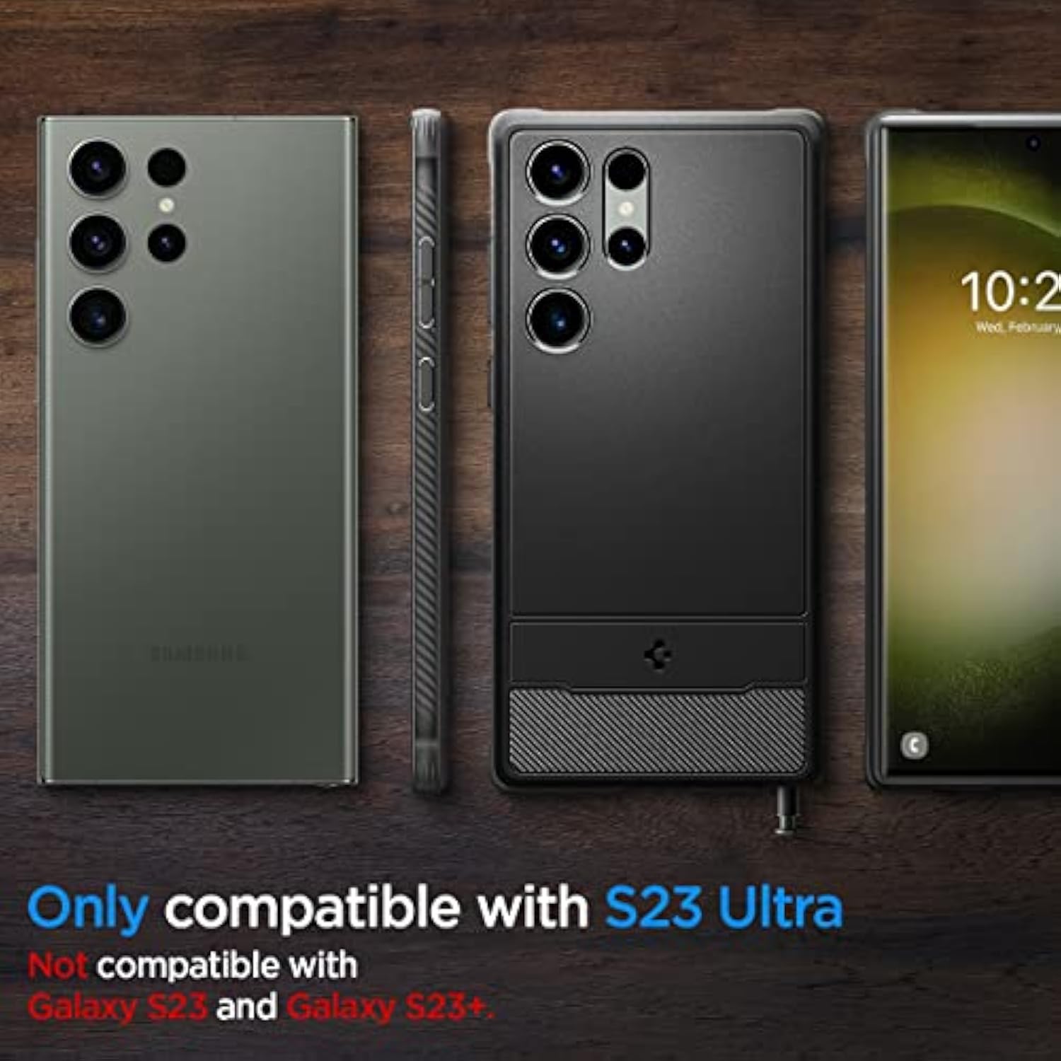 Rugged Armor Designed for Galaxy S23 Ultra Case (2023) - Matte Black