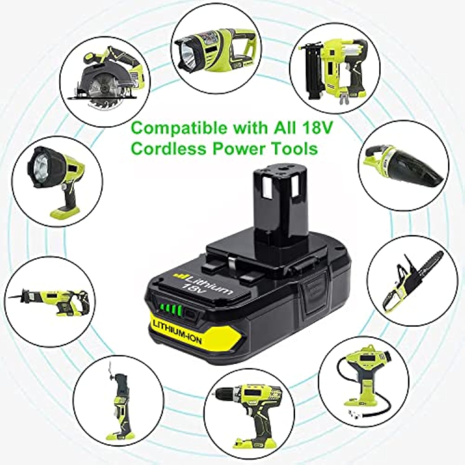 2-Pack 3.5Ah Replacement Batteries for Ryobi 18V One+ Cordless Tools