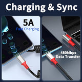 90Degree Coiled USB to Type C Charging Cable, Upgrade USB Blind Plug, Right Angled Spring Type C 5A Fast Charging Cable Charge and Sync for Phone