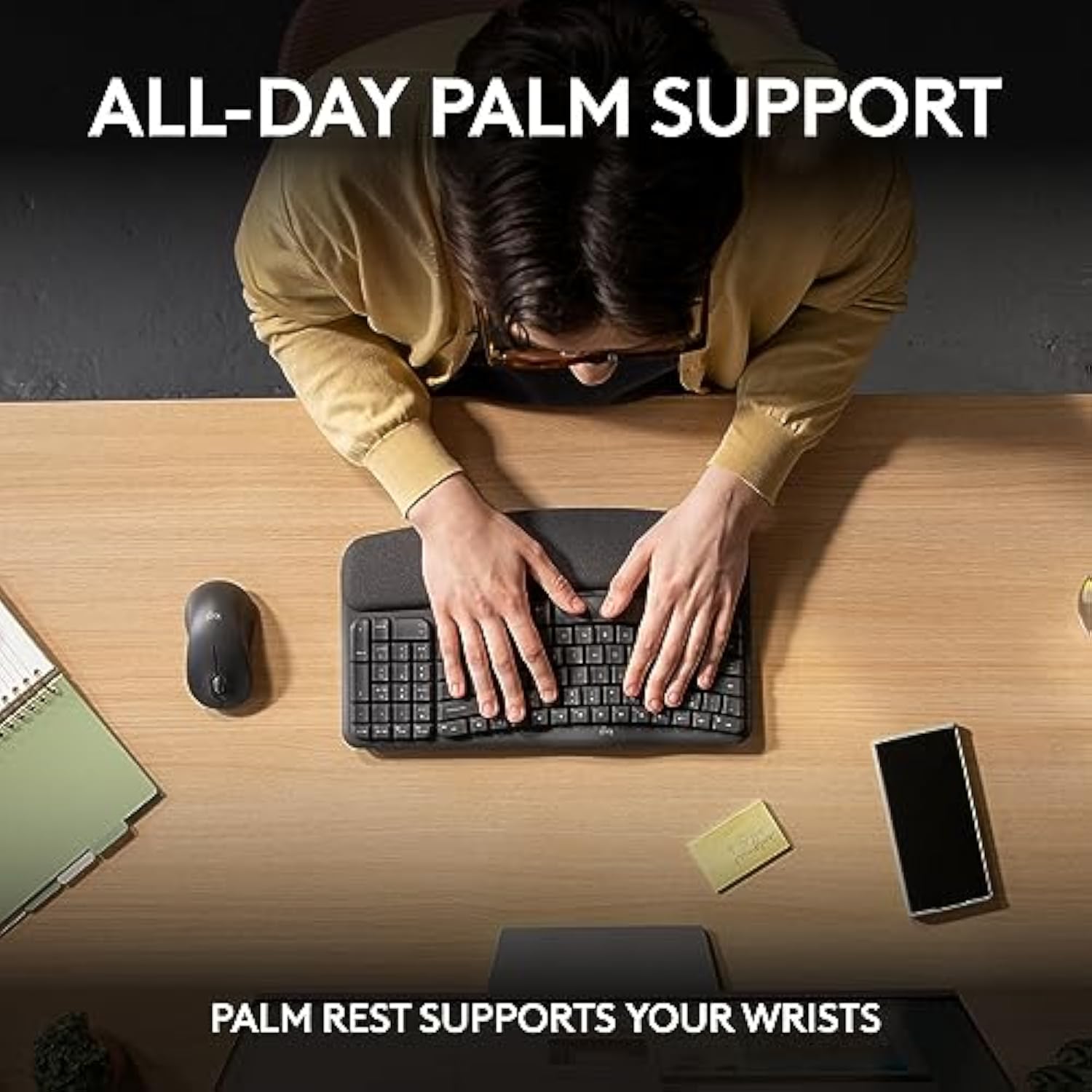 Logitech Wave Keys MK670 Combo, Wireless Ergonomic Keyboard with Signature M550 L Wireless Mouse, Comfortable Natural Typing, Bluetooth, Logi Bolt, for Multi-OS, Windows/Mac - Graphite