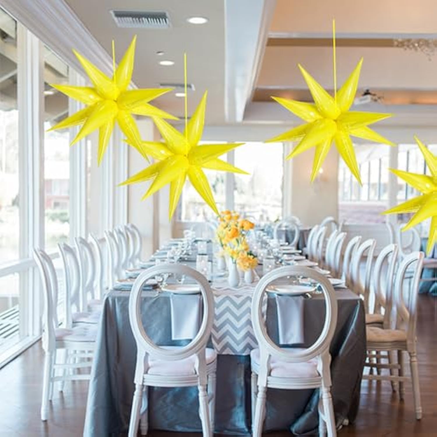 60pcs 26" Yellow Explosion Star Balloons for Birthday & Party Decorations
