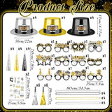 62pcs 2026 New Year Party Supplies Hats Glasses Trumpets Necklaces Stickers
