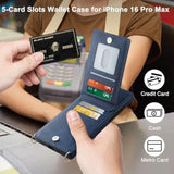 For Iphone 16 Pro Max Case With Card Holder Crossbody Lanyard Strap Leather Wallet Case With Magnetic Clasp Kickstand Heavy Duty Protective Flip Cover For Iphone 16 Pro Max For Women, Navy