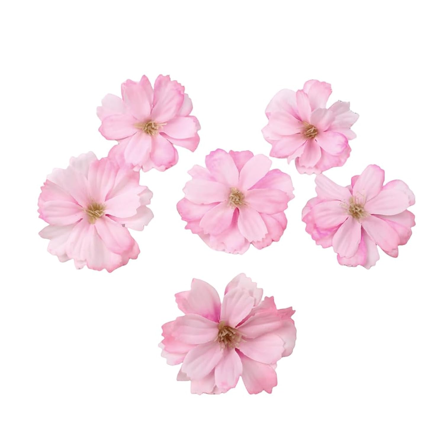 20Pcs Artificial Silk Cherry Blossom Flower Heads Fake Plum Blossom Flower Petals Fake Peony Daisy Decor For Bridal Hair Clips Headbands Dress Diy Accessories Wedding Party Decoration (Pink)