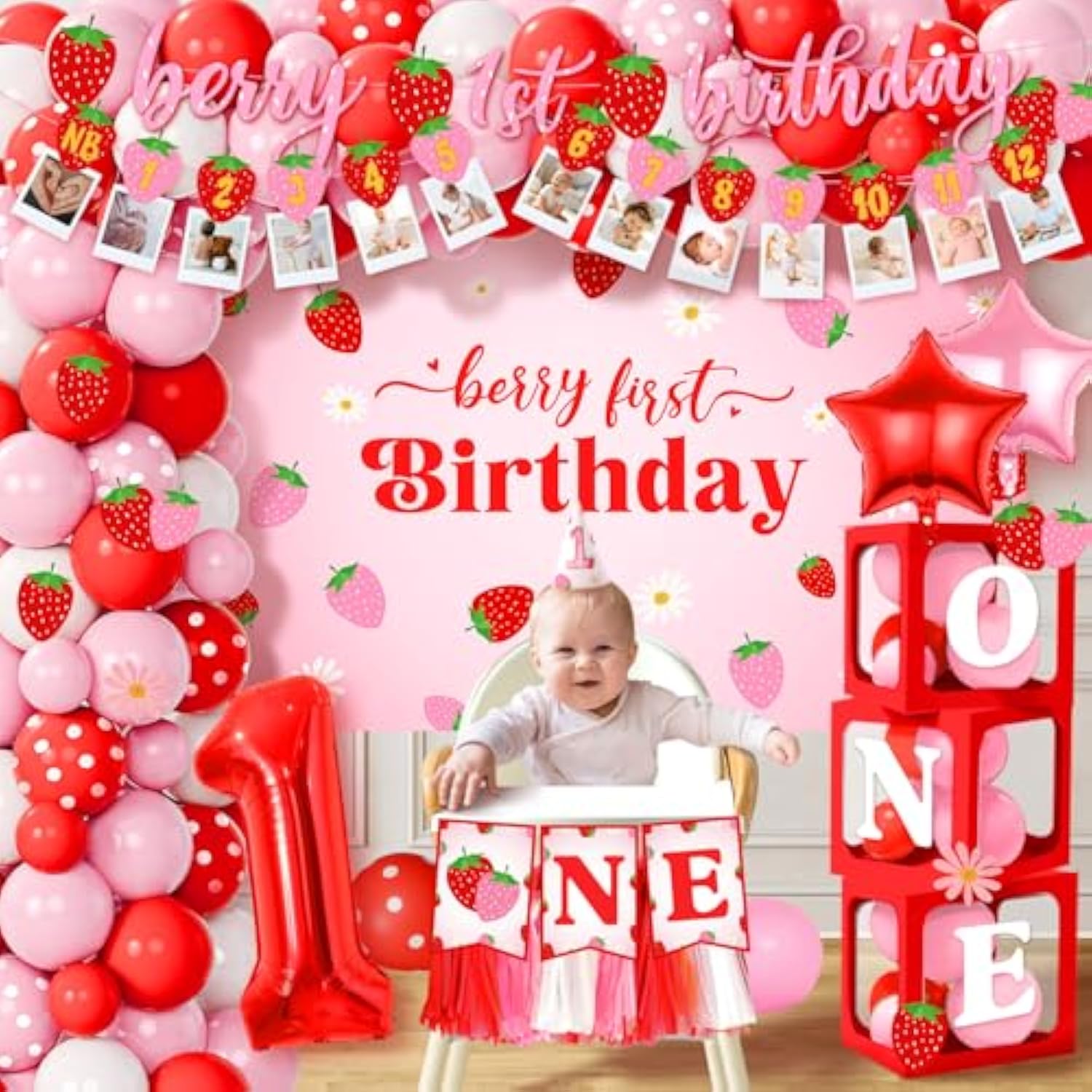 Berry First Birthday Decor Strawberry 1St Birthday Decorations For Girls, Berry First Party Supplies, For Sweet One Party Theme Supplies