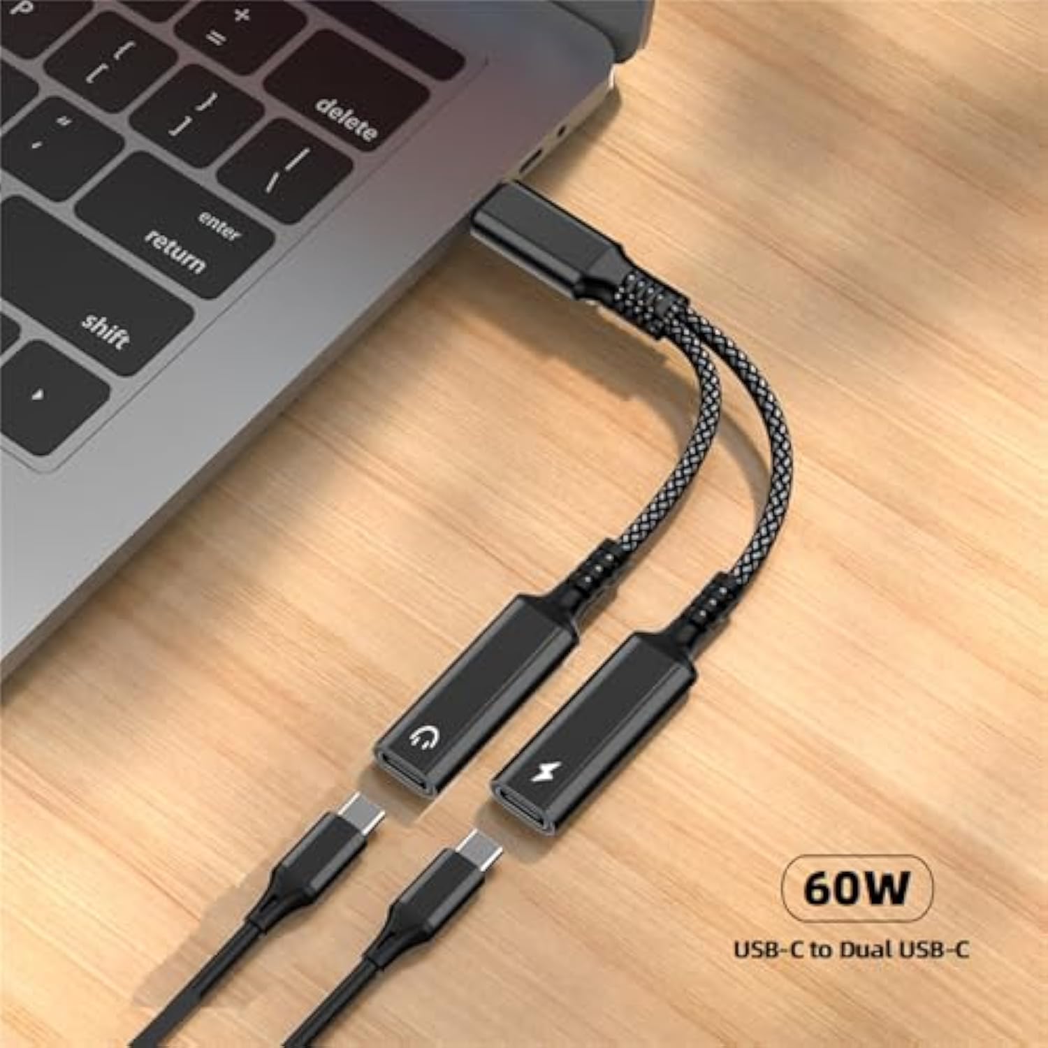 Usb C Splitter, 2-In-1 Usb C Headphone Adapter Audio Dongle Cable With Pd 60W Charging Port Compatible With Pixel 2 3 4,Galaxy S23 S22 S21 S20, Iphone 16/15 More (1 Pack)