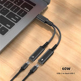 Usb C Splitter, 2-In-1 Usb C Headphone Adapter Audio Dongle Cable With Pd 60W Charging Port Compatible With Pixel 2 3 4,Galaxy S23 S22 S21 S20, Iphone 16/15 More (1 Pack)