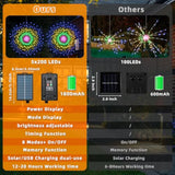 Solar Firework Lights Outdoor, 5Pcs 1000Led 8 Modes Fireworks Lights With Usb Rechargerable, Solar Hanging Fairy Lights