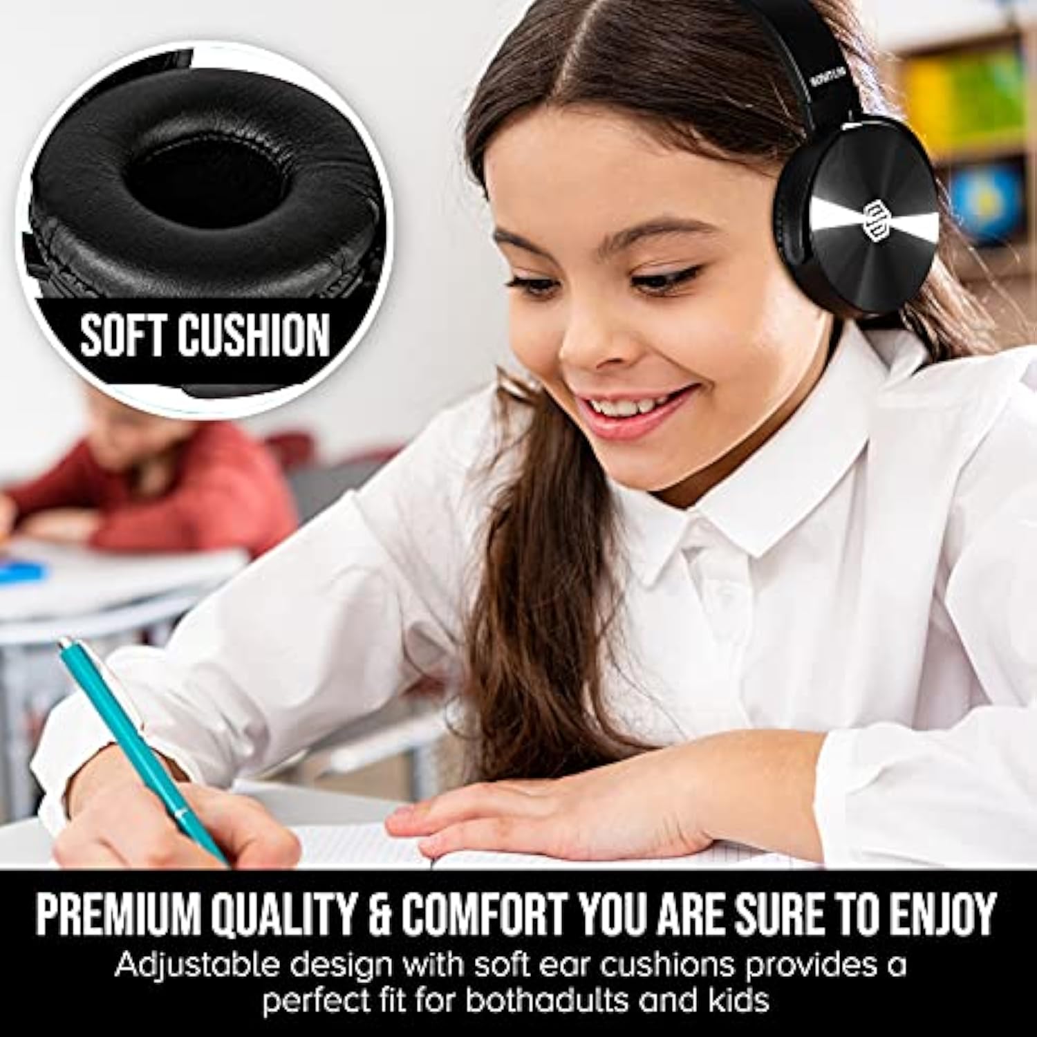 Classroom Headphones-Bulk 10-Pack, Student On Ear Comfy Swivel Earphones For L