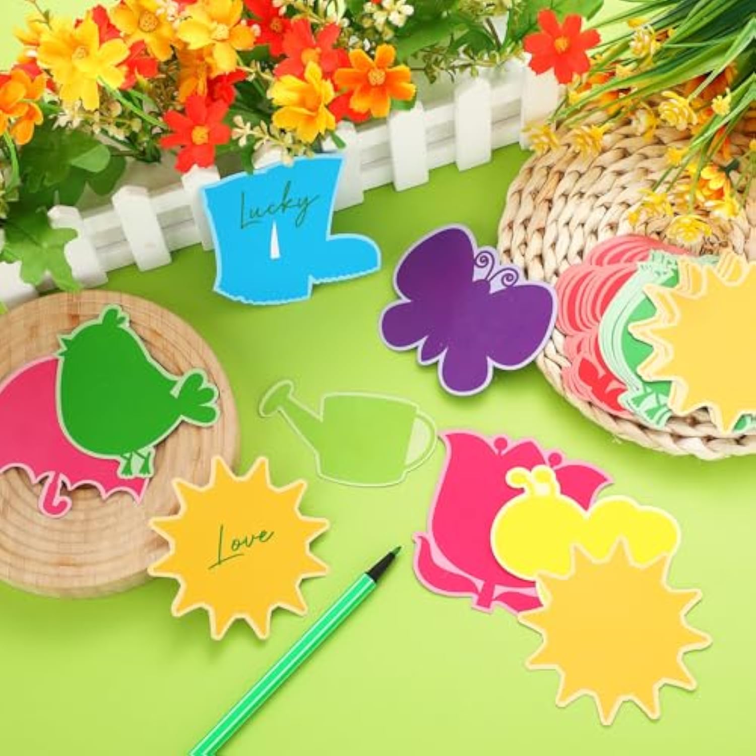 108 Pcs Spring Paper Flower Cutouts Spring Bulletin Board Decorations Flowers Butterflies Bees Birds Cut Outs For Kids Classroom Wall Door Decoration