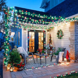 400 Led Red White And Green Christmas Lights, 132Ft Christmas Tree Lights With Remote, Outdoor Indoor String Light Plug