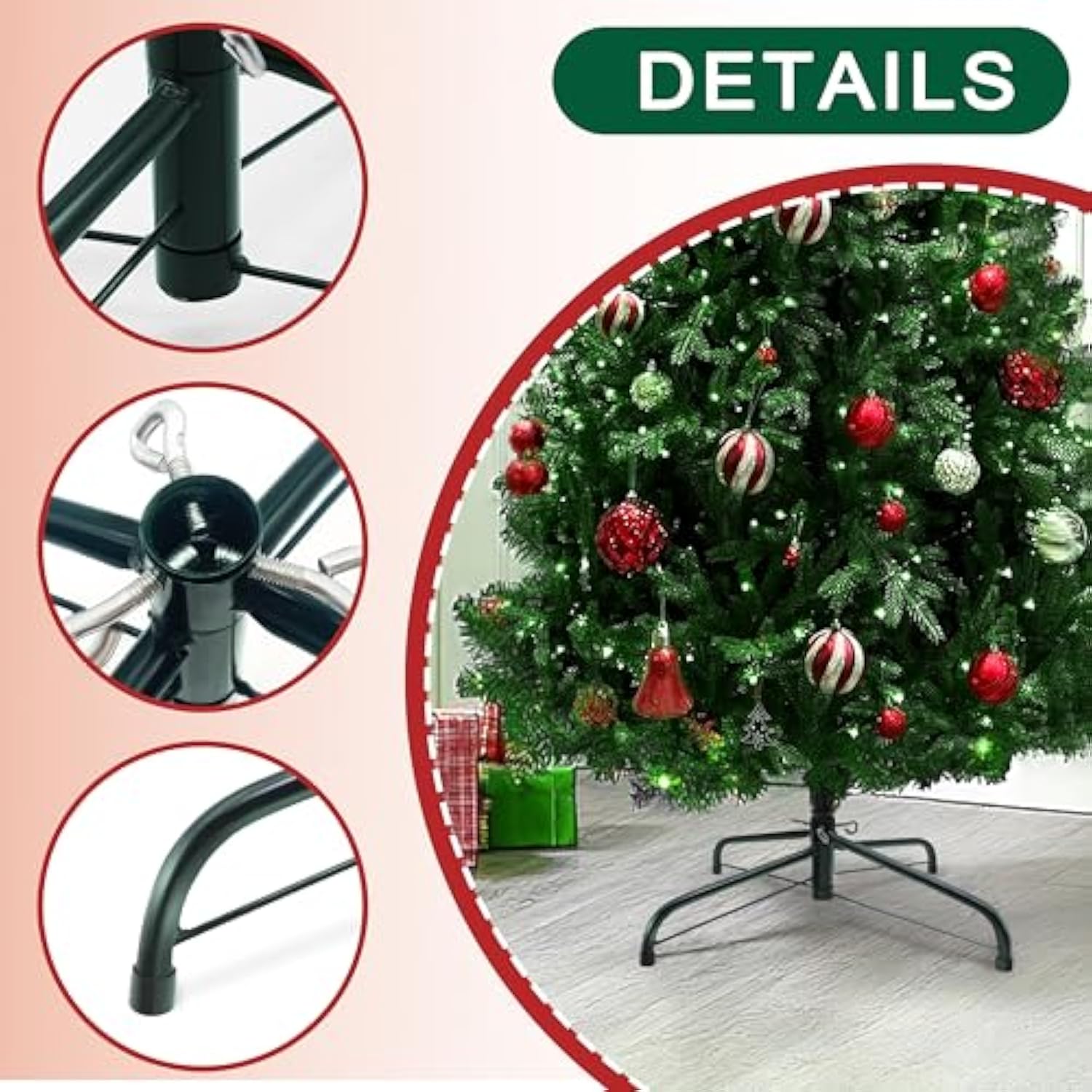 16” Christmas Tree Stand For Artificial Trees, Foldable Metal Xmas Tree Stand, Replacement Fake Christmas Tree Holder Base For 2 Ft To 7 Ft Trees, Fits Tree Poles Up To 0.86”