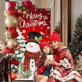 Christmas Door Cover Red Snowman Banner Merry Christmas Door Decorations Winter Snowman Xmas Party Supplies