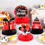 8 Pieces Red And Black Birthday Party Honeycomb Centerpieces Red Black Table Centerpieces Decorations Table Centerpiece Sign For Kids Adults Party Supplies