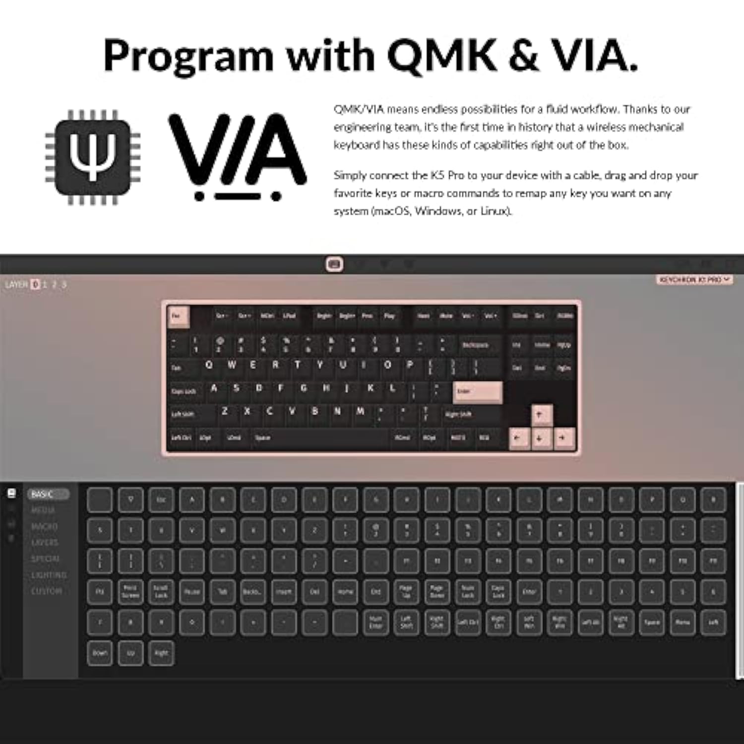 K1 Pro Tkl Layout Ultra-Slim Qmk/Via Custom Bluetooth Wireless/Usb Wired Mechanical Keyboard With Hot-Swappable Low-Profile Gateron Brown Switch, Rgb Backlit Pbt Keycaps For Mac Windows Linux