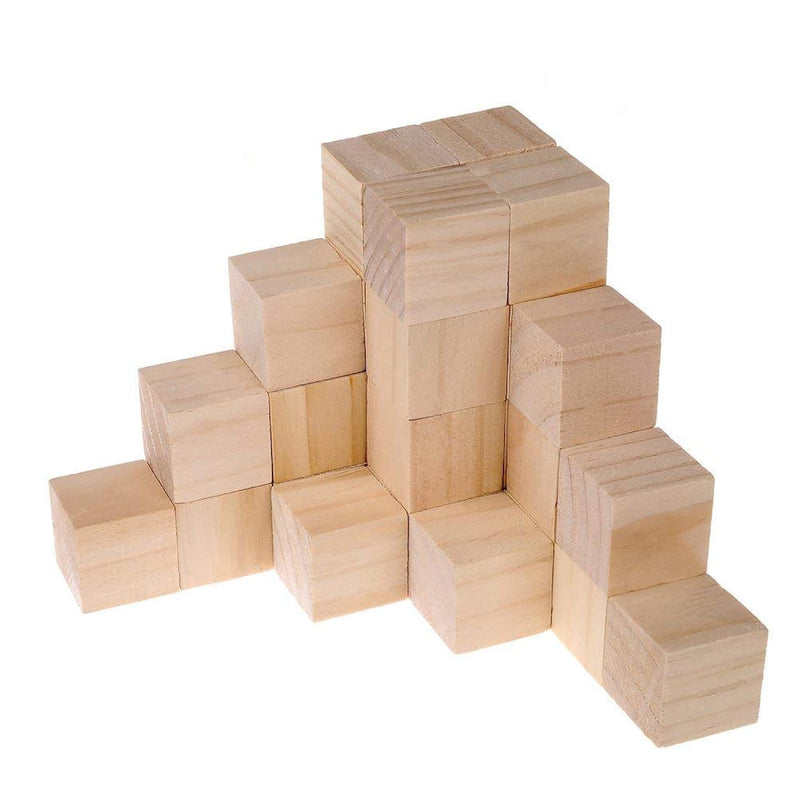 40Pcs 1.5 Inch - Natural Solid Wood Square Blocks Wood Cubes Wood Cube Blocks