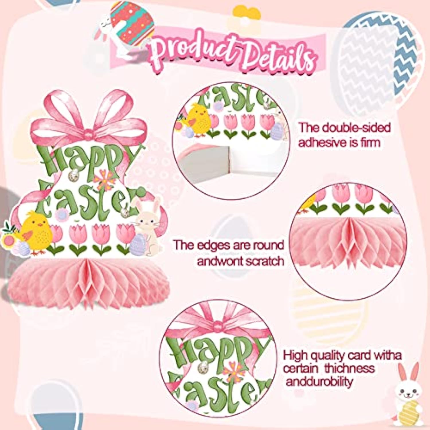 9Pcs Easter Honeycomb Centerpieces Party Decorations,Happy Easter Bunny Easter Egg Centerpieces 3D Table Honeycomb For Spring Easter Rabbit Photo Prop Party Supplies