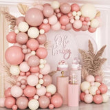 136pcs Boho Dusty Rose Pink Blush White Balloon Arch Kit for Wedding & Party