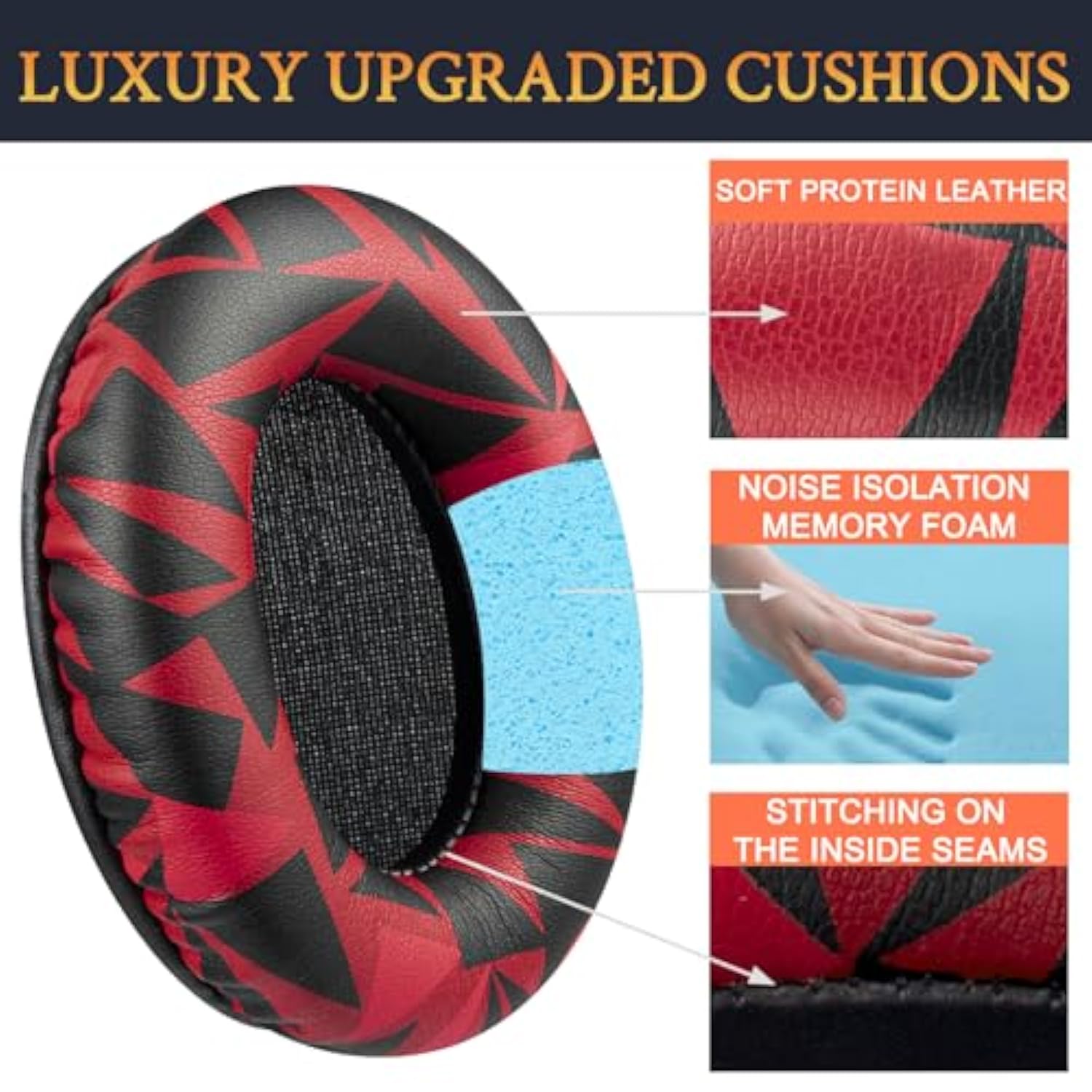 Replacement Earpads For Hyperx Cloud 1/2/3/Pro/Core/Flight/Flight S/Stinger/Stinger S, Cloudx Stinger/Stinger Core/Flight Headsets - Red Storm
