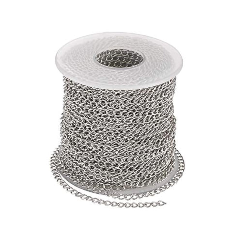 Pandahall 82 Feet/25M Soldered 304 Stainless Steel Curb Chains 4X3X0.6Mm Stainless Steel Color Plated For Jewelry Making